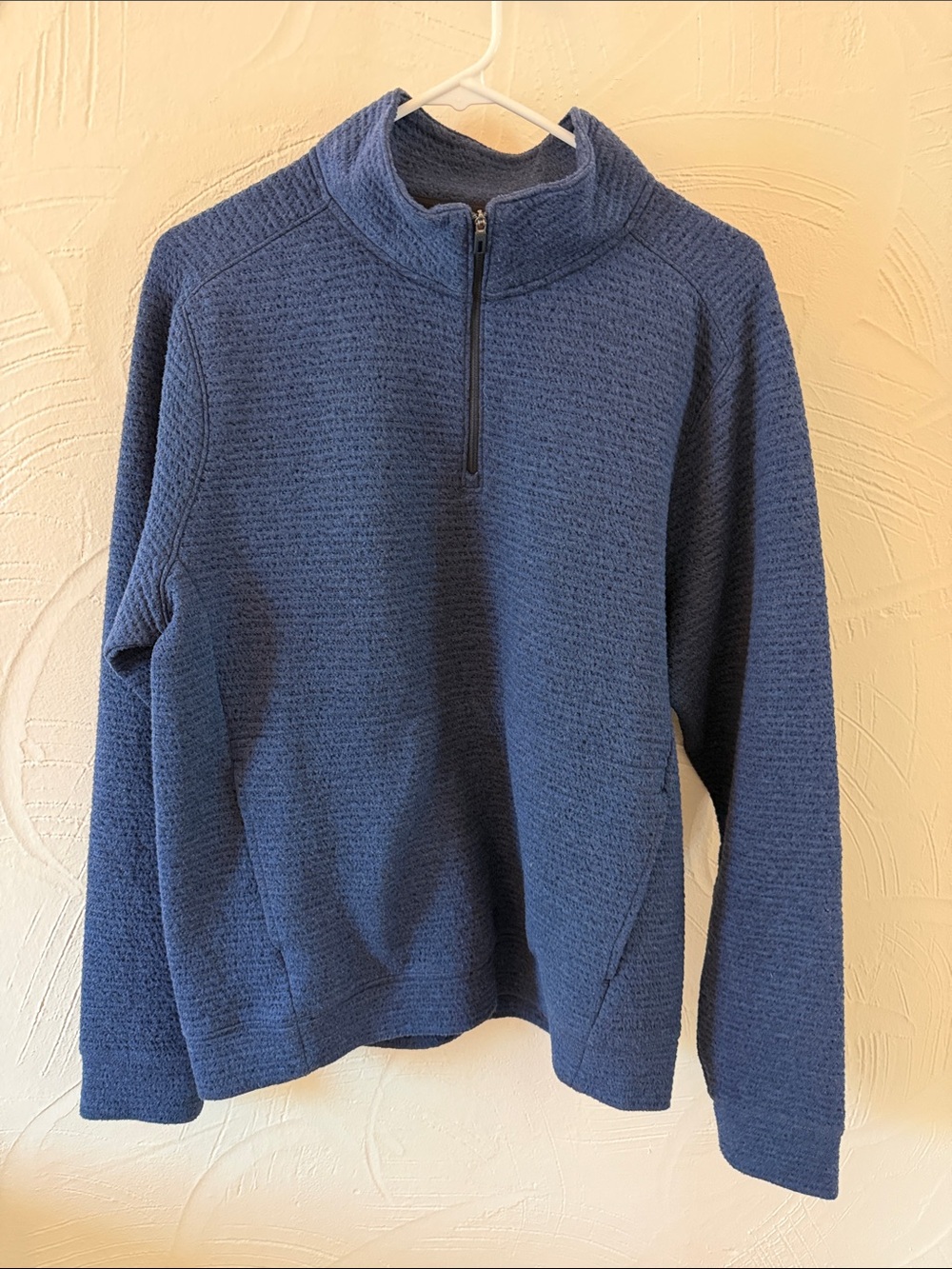 Men's Textured Navy Half-Zip Pullover
